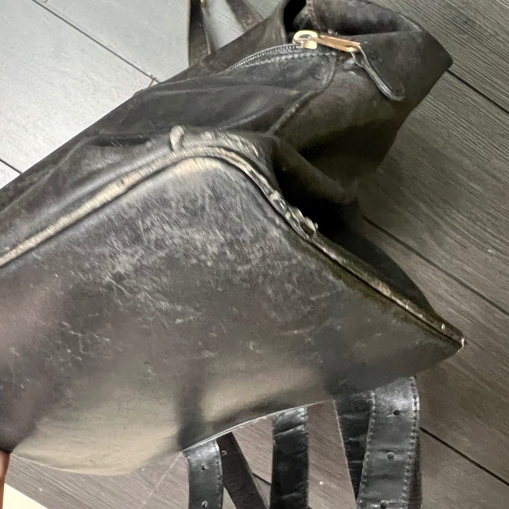 Coach VTG Black Leather Backpack Bucket Daypack USA Made 90s Rare PROJECT BAG - Picture 7 of 15